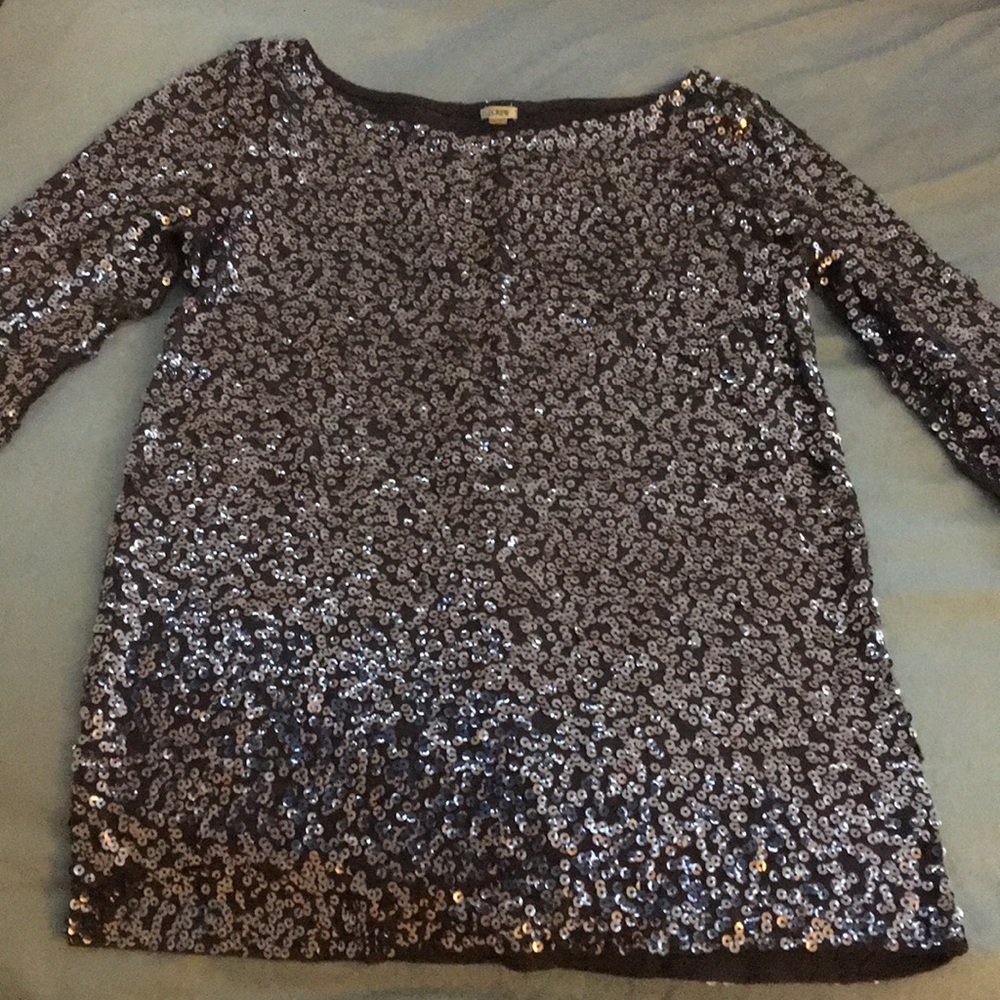 Used sequin gray JCREW long sleeve top